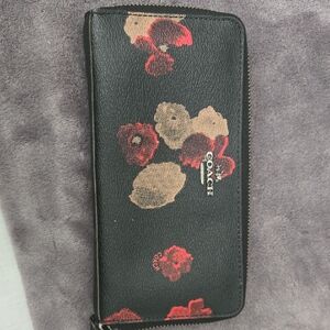 Coach Black and Red Floral Women's Wallet